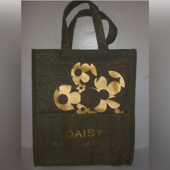 Nwot Marc Jacobs Daisy Tote Gold and Olive Green Tote Bag with Floral De… - Picture 1 of 2